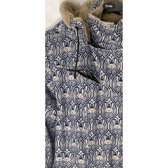 Hemp HoodLamb Limited Edition Jeremy Fish Rabbit Bunny Print Long coat Small - Picture 11 of 11